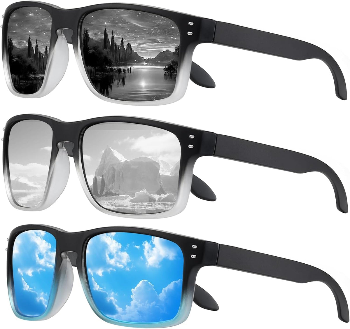 Polarized Sunglasses Men Womens - Retro Square Sun Glasses for Fishing Driving UV Protection