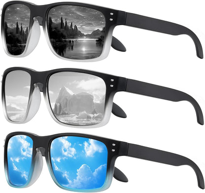 Polarized Sunglasses Men Womens - Retro Square Sun Glasses for Fishing Driving UV Protection