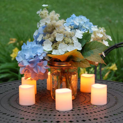 LED Amber Battery Operated Mini Pillar Candles Set of 6