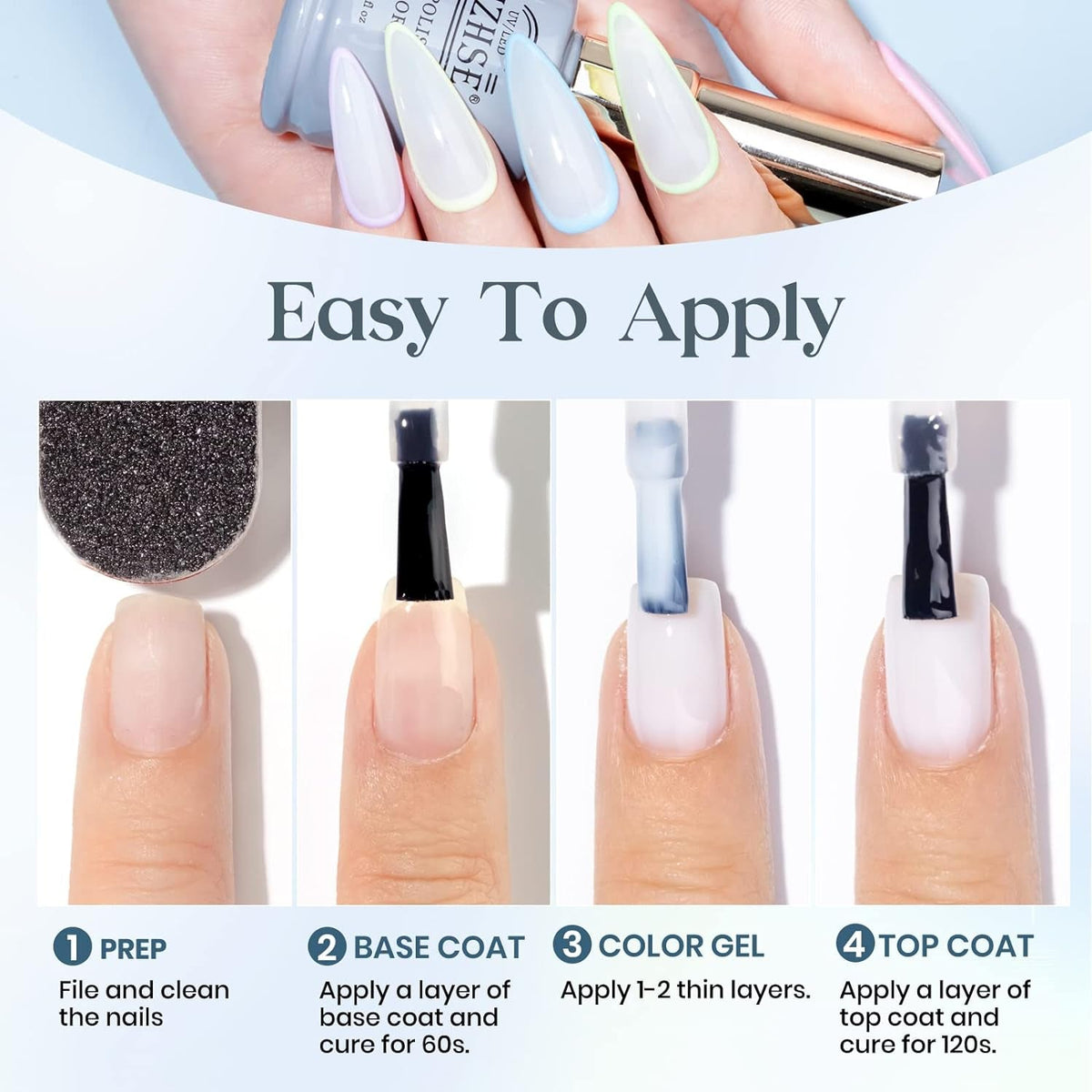 Milky White Gel Nail Polish, Jelly Sheer White Color Soak Off UV Gel Polish For Nail Art Salon French Manicure Home DIY 12mL 0.4 Fl Oz