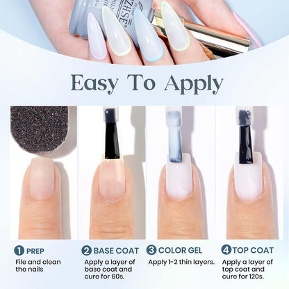 Milky White Gel Nail Polish, Jelly Sheer White Color Soak Off UV Gel Polish For Nail Art Salon French Manicure Home DIY 12mL 0.4 Fl Oz