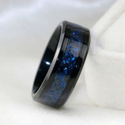 TWO Rings Couple Rings Sainless Steel Men's Ring Black Gold Filled Claddagh Ring Heart 1ct Sapphire Women's Wedding Ring Sets