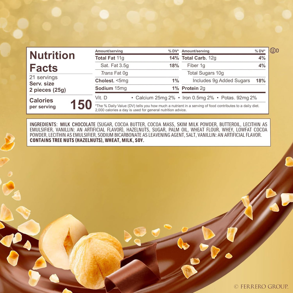 , 42 Count, Gourmet Milk Chocolate Hazelnut, Chocolate Gift Box, Individually Wrapped, 18.5 Oz