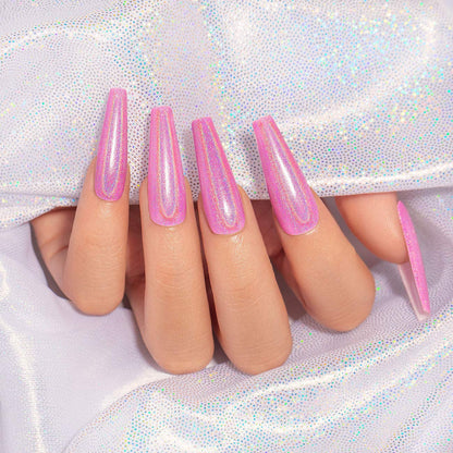 Holographic Gel Nail Polish Set 3PCS Rose Gold Pink Purple Gorgeous Glossy Soak off Nail Gel with Glitter Mermaid Unicorn Effect Lamp Curing Required for Nail Art Design Manicure Salon DIY at Home