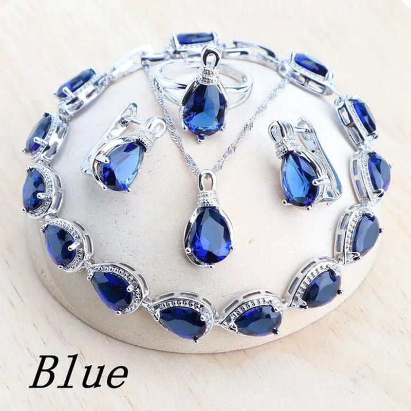 Magic Rainbow Zircon 925 Silver Jewelry Sets For Women