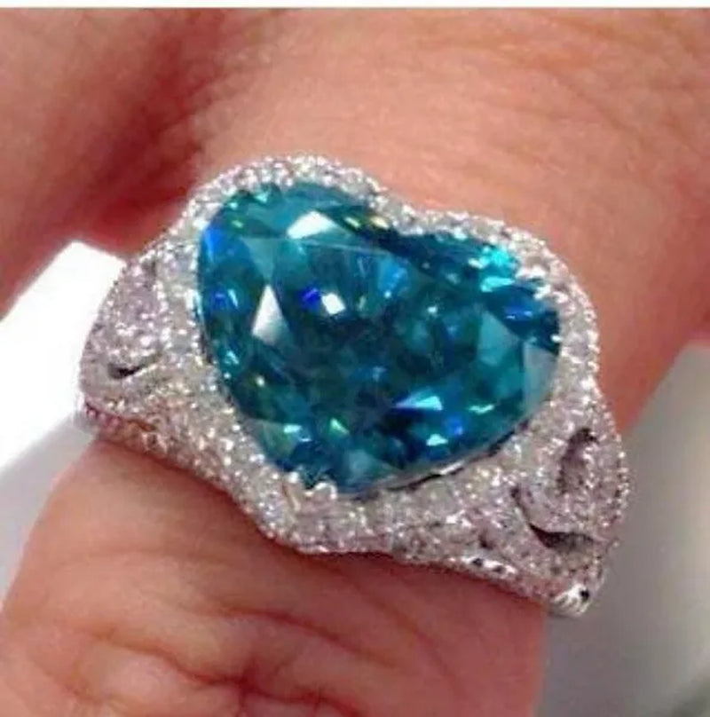 Exquisite fashion women's  heart-shaped ring  anniversary promise gift party jewelry bride engagement wedding senior jewelry size 5-11