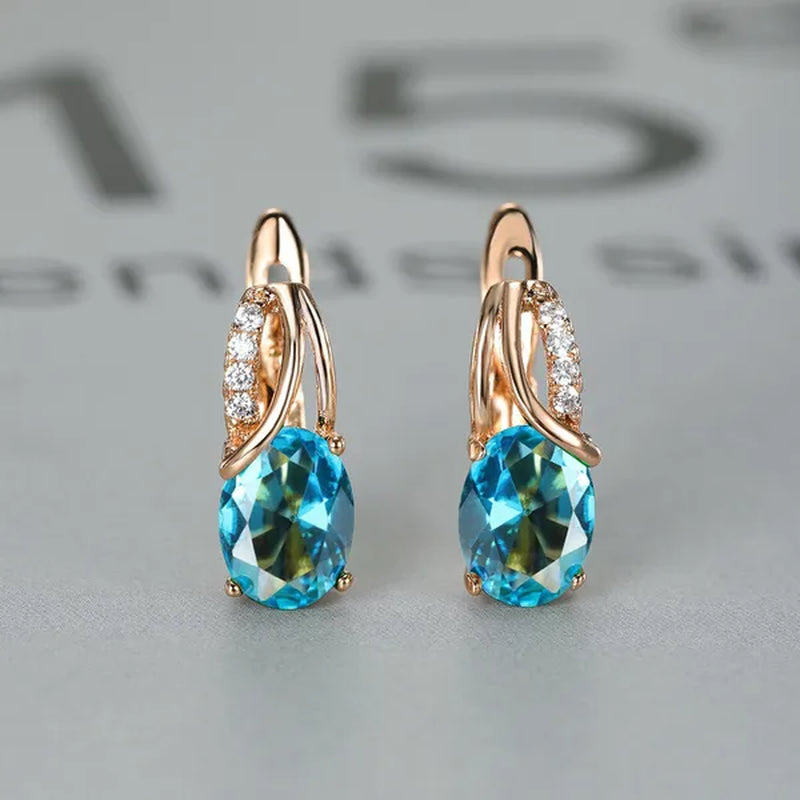 Stylish Oval Cut Aquamarine Emerald Sapphire Garnet Gemstone Hook Earrings 14K Gold Filled Multicolor Birthstone Diamond Bride Wedding Jewelry Gifts