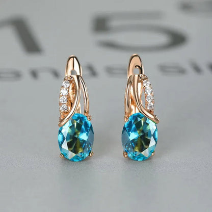 Stylish Oval Cut Aquamarine Emerald Sapphire Garnet Gemstone Hook Earrings 14K Gold Filled Multicolor Birthstone Diamond Bride Wedding Jewelry Gifts