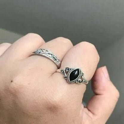 925 Sterling Silver Marquise Shape Black Onyx  Handmade Ring Engagement Rings for Women Men Vintage Fine Jewelry Party Ring Gift