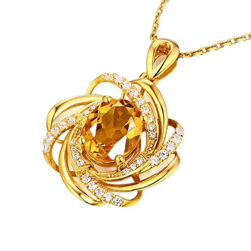 Exquisite Fashion Creativity Sapphire Flower Necklace Spiral Diamond Pattern Pendant Engagement Necklace Women's Diamond Jewelry Birthday Party Anniversary Gift