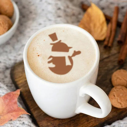8Pcs Christmas Cake Stencil Templates Cookie Fondant Baking Painting Mold Tools Dessert Coffee Decorating Molds