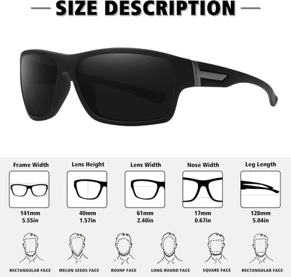 Polarized Sports Sunglasses for Men Women Unbreakable Frame Cycling Fishing Driving