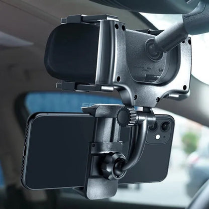 SEAMETAL Car Phone Holder 360° Rotatable Car Rearview Mirror Clip GPS Mobile Phone Holder For iPhone Samsung Smartphone Stand