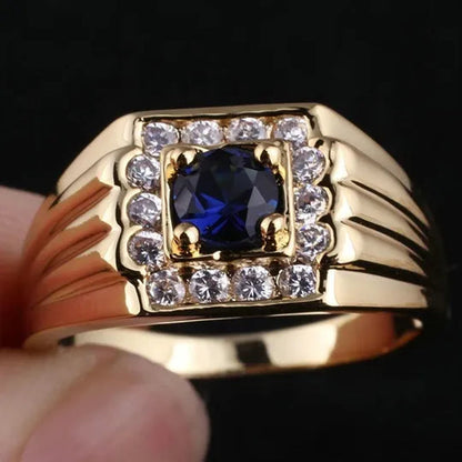 Genuine 18 K Yellow Gold Filled 925 Sterling Silver Ring Lucky Sapphire Diamond Jewelry Anniversary Proposal Gift Party Infinity Band Engagement Wedding Rings Size 5 - 11
