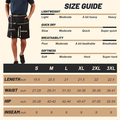 Men'S Athletic Gym Shorts - Quick Dry Black Casual Basketball Shorts with Pockets for Running Workout Activewear