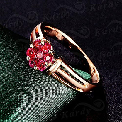 Amazing Genuine Natural Ruby Gemstone Wedding Engagement Band Ring Rose Gold 14K for Women