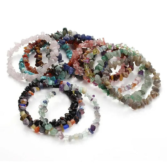 12pcs Gravel Natural Stone Bracelets For Women Amethyst Labradorite Beads Bangles Turquoise Rose Quartz Pulseiras Femininas