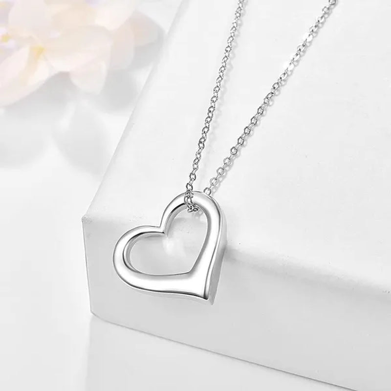 Fashion 925 Sterling Silver Heart Pendant Necklace for Women Wedding Jewelry