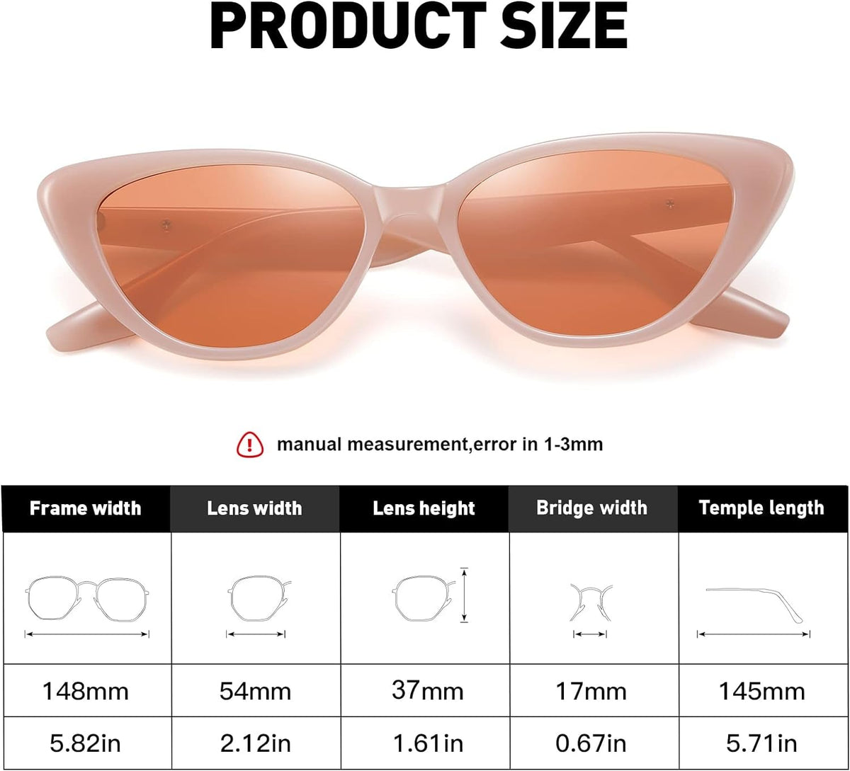 Retro Vintage Narrow Cat Eye Sunglasses for Women Men 90s Small Chic Style Trendy Sunnies UV400 Protection FZN7514