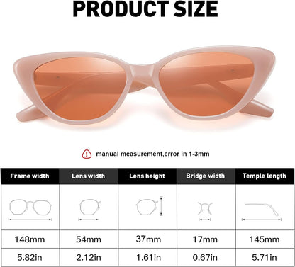 Retro Vintage Narrow Cat Eye Sunglasses for Women Men 90s Small Chic Style Trendy Sunnies UV400 Protection FZN7514