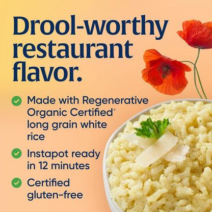 Organic Creamy Parmesan Risotto Seasoned Rice - Regenerative Organic Certified Arborio Rice & Seasoning Mix, Gluten Free, 5.5 Ounce Box