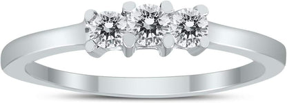 AGS Certified 1/4 Carat TW Three Stone Diamond Ring in 10K White Gold