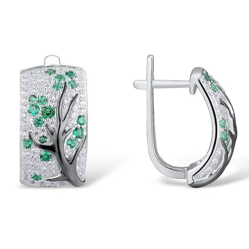 Dazzling 925 Sterling Silver Natural Gemstone Diamond Floral Earrings Women Wedding Engagement Fine Jewelry