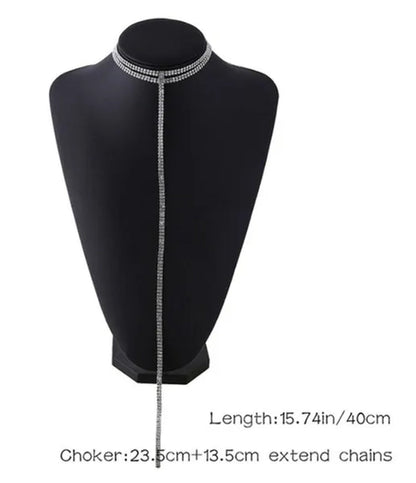 Long full diamond double necklace