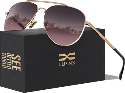 Aviator Sunglasses for Men Women Polarized Driving Classic Shades - UV 400 Protection with Accessories 60MM
