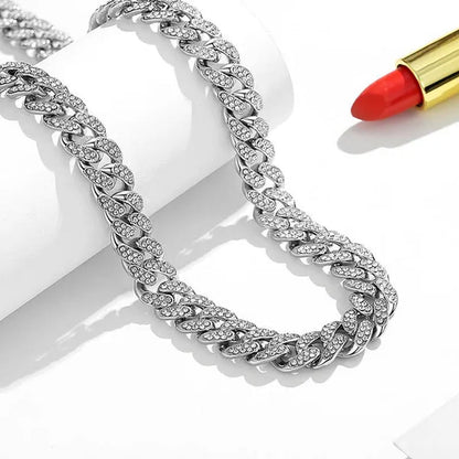 Fashion Hip Hop Iced Out Diamond Full Miami Curb Cuban Chain CZ Bling Rapper Necklaces for Women Men Jewelry