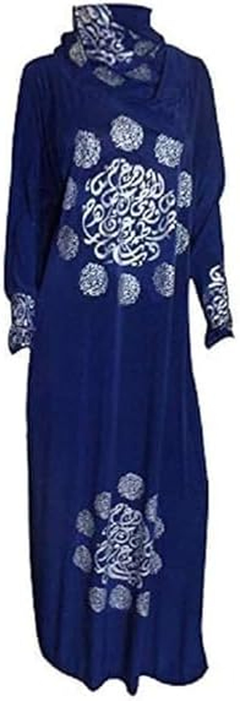 Womens Women Kaftan Isdal Izdal Muslim Islamic Islami Islam Prayer Dress Clothing Hijab Scarf Abaya Galabeya Gilbab Kaftan Robe (Dark Blue)