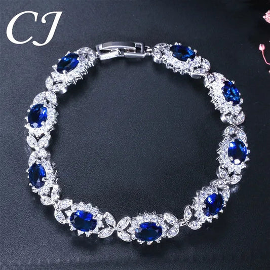 CANDICE 2023 New Summer Design Sterling Silver Plated Blue Crystal Bracelets For Women Fashion Jewelry