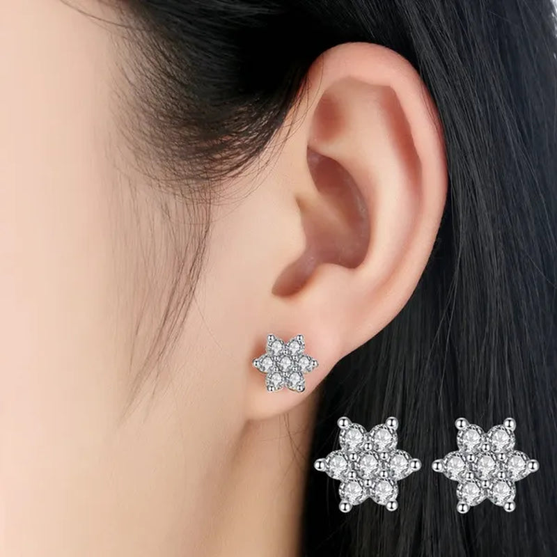 lady 18k white gold plated ruby snowflake ear studs AAAA zircon 925 silver women proposal earrings birthday party fashion jewelry