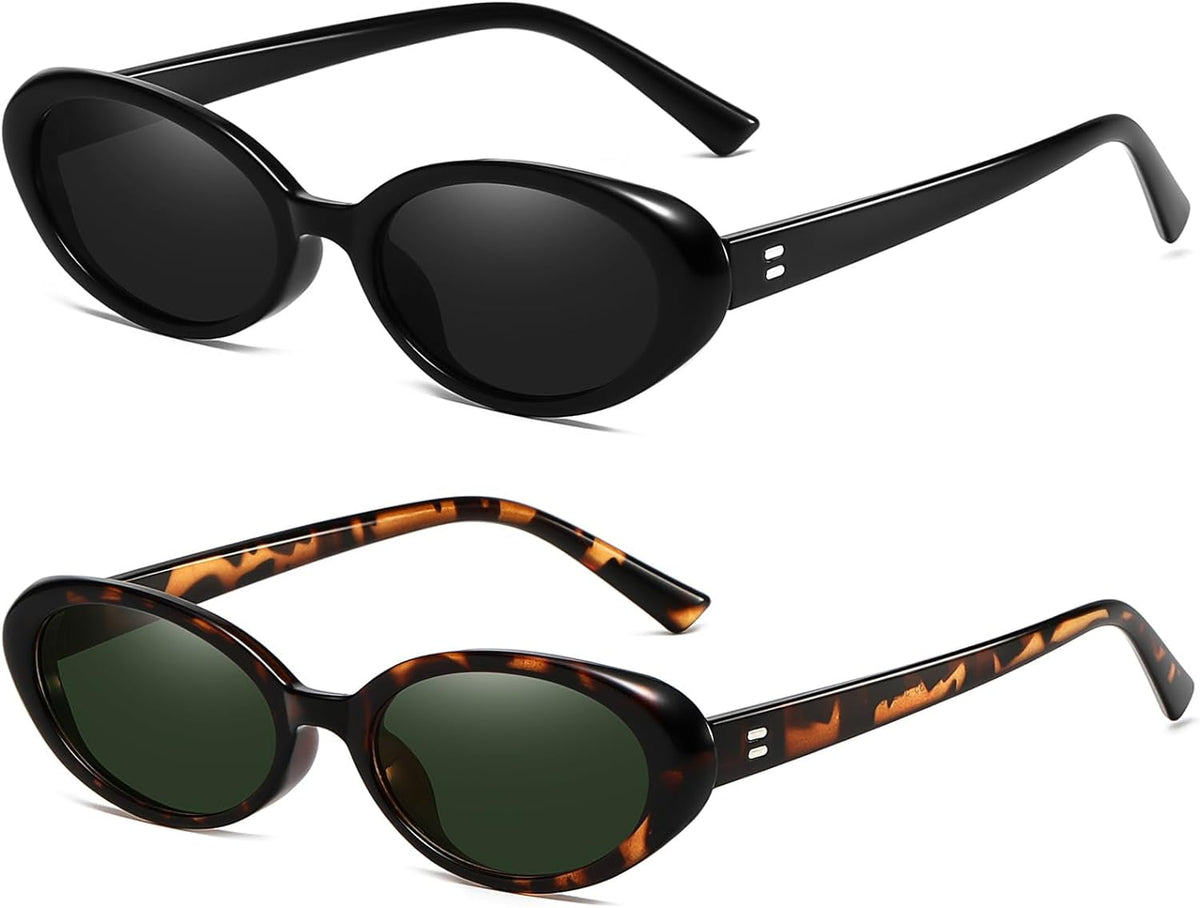 Retro Oval Sunglasses for Women Men Fashion Small Oval Sunglasses 90s Vintage Shades