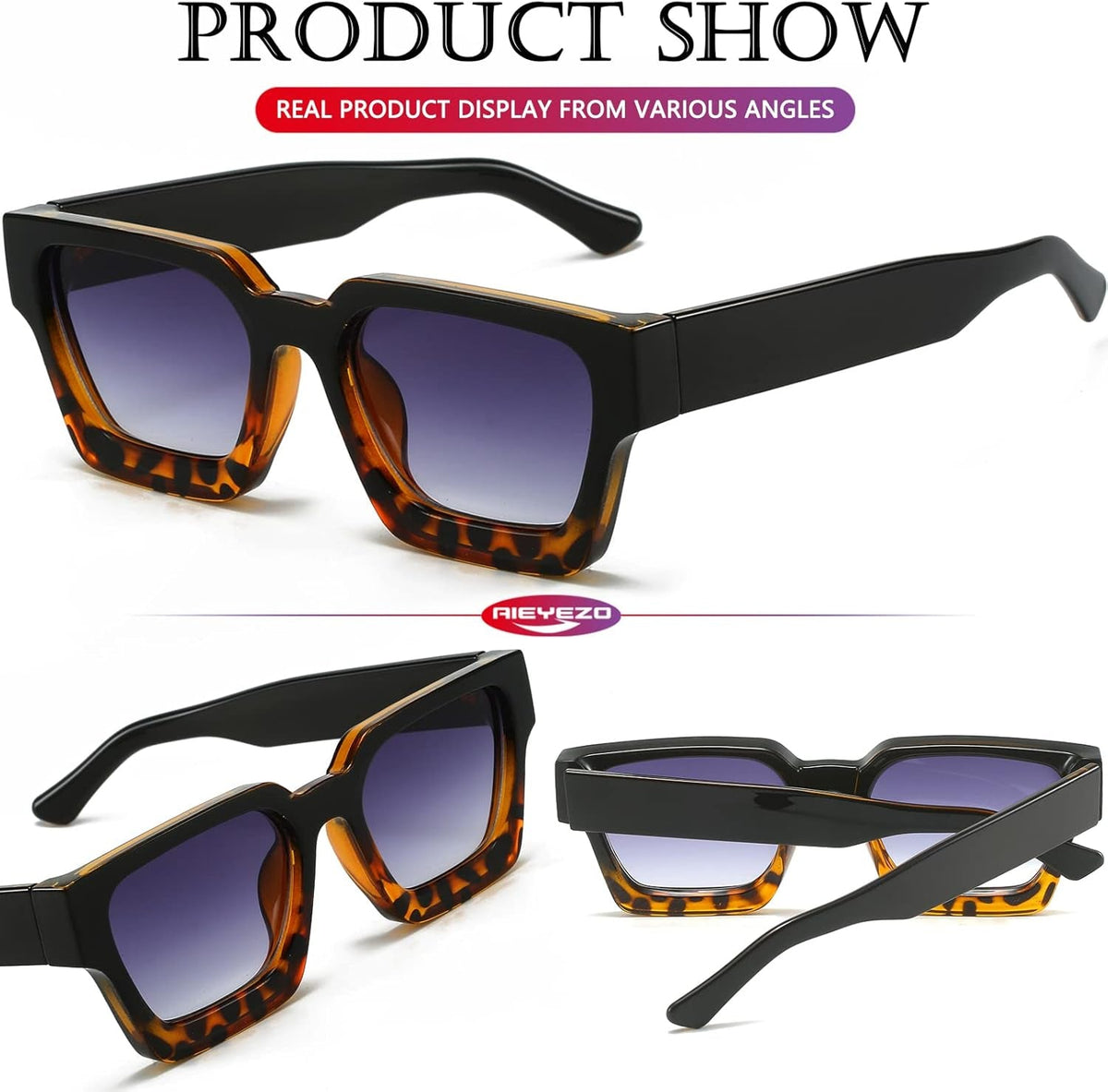 Square Sunglasses for Women Men Square Thick Frame Sun Glasses Simple Designer Style Shades