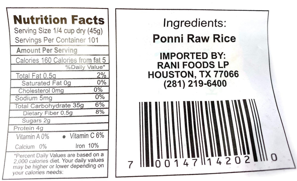 Ponni Raw Rice 4-Pound Bag, 4Lbs (1.81Kg) Short Grain Rice ~ All Natural | Gluten Friendly | Vegan | Indian Origin | Export Quality