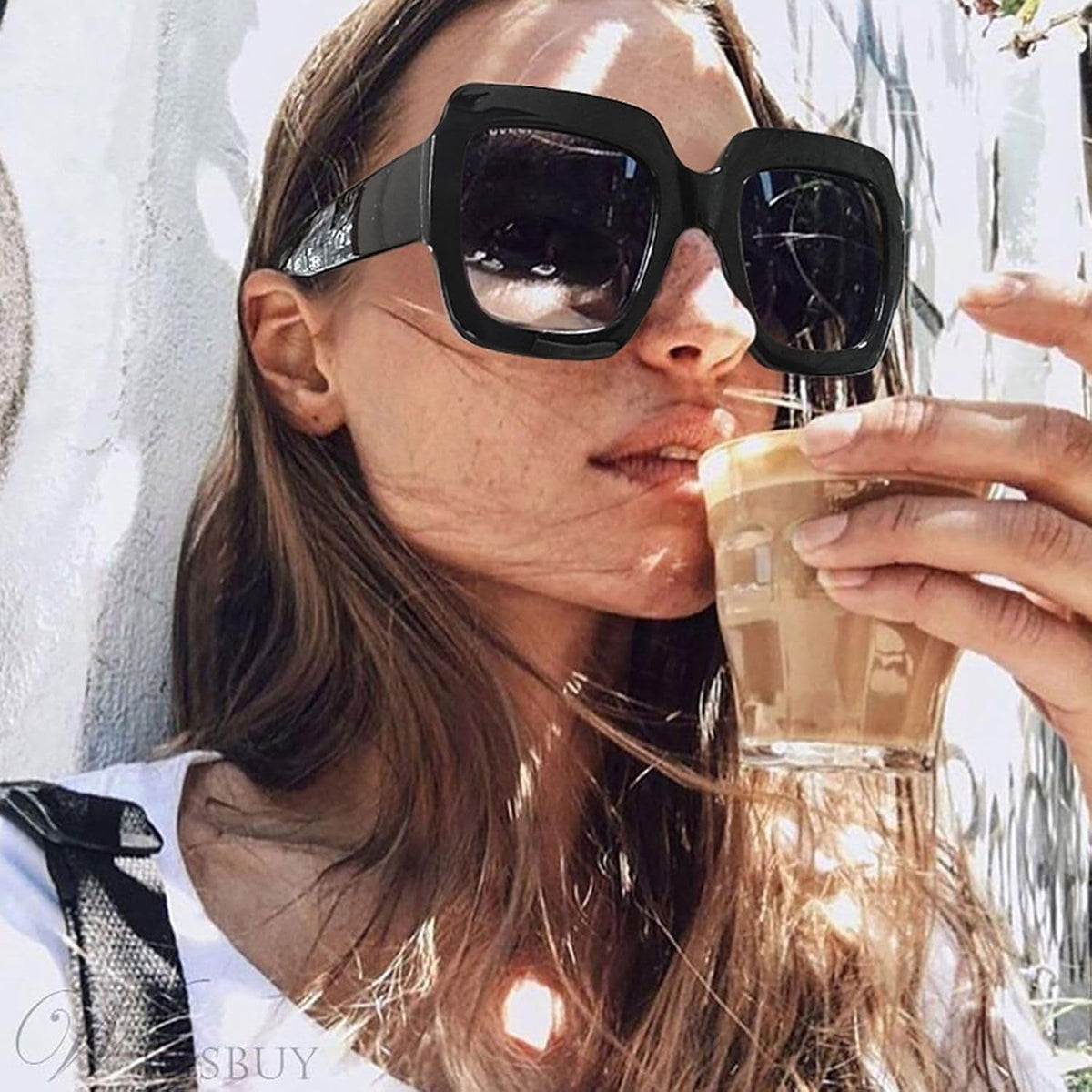 Oversized Square Sunglasses Womens Retro Shades Luxury Big Sun Glasses UV400 Protection S0178