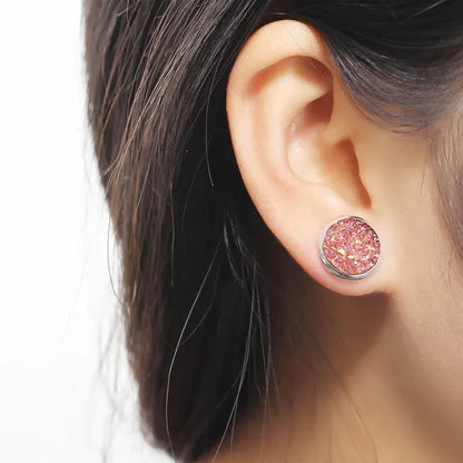 3pairs Vintage Stainless Natural Gemstones Opal Druzy Stud Earring Set 925 Sterling Silver Hypoallergenic Engagement Wedding Studs Earrings Bridesmaid Jewelry Gifts