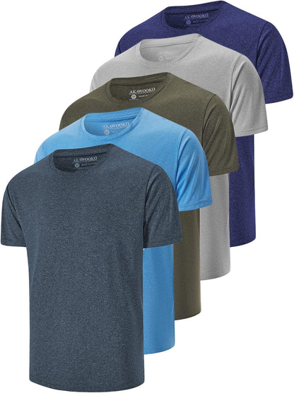 5 Pack Men'S Dry Fit T Shirts Athletic Running Gym Workout Short Sleeve Tee Shirts for Men