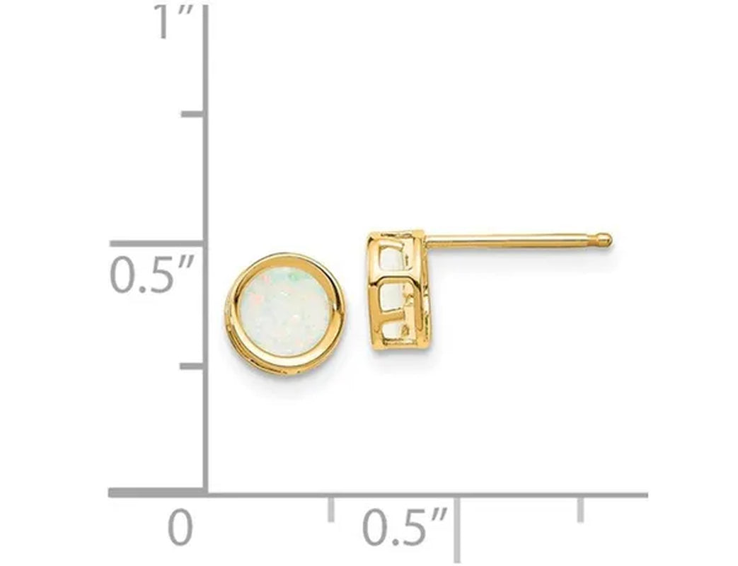 3/5 Carat (ctw) Opal Solitaire Earrings in 14K Yellow Gold