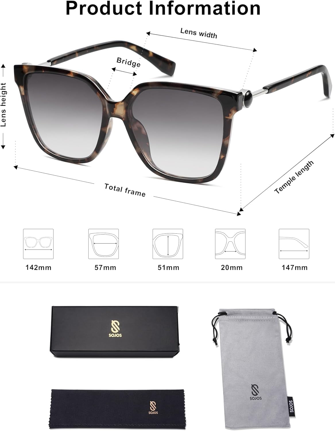 Fashion Square Sunglasses for Women Trendy UV Protection Lens Womens Sunnies Sunglasses SJ2196