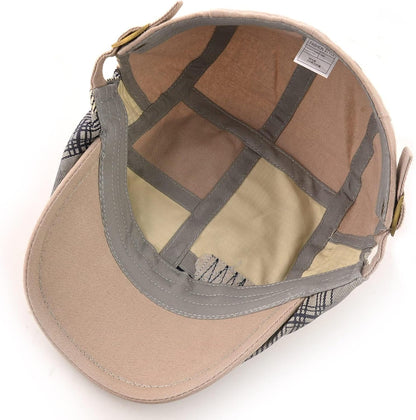 Men'S Beret Hat Cotton Buckle Adjustable Newsboy Hats Cabbie Gatsby Cap