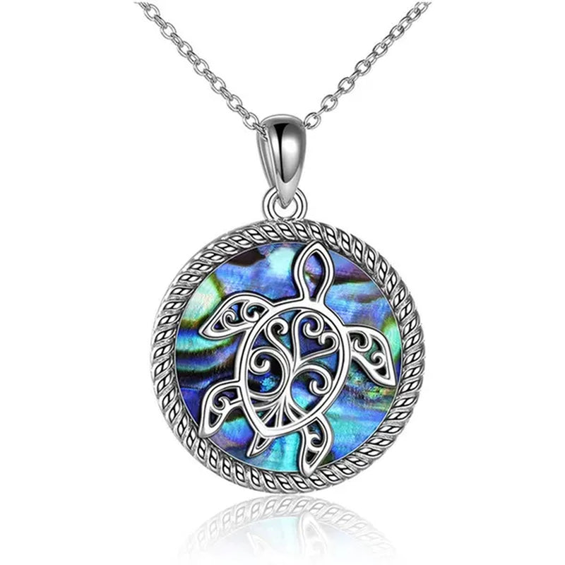 Fashion Women Ocean Necklace Sterling Silver Sea Turtle/Dolphin/Mermaid Necklace Abalone Shell Tortoise/Mermaid Tail Necklace