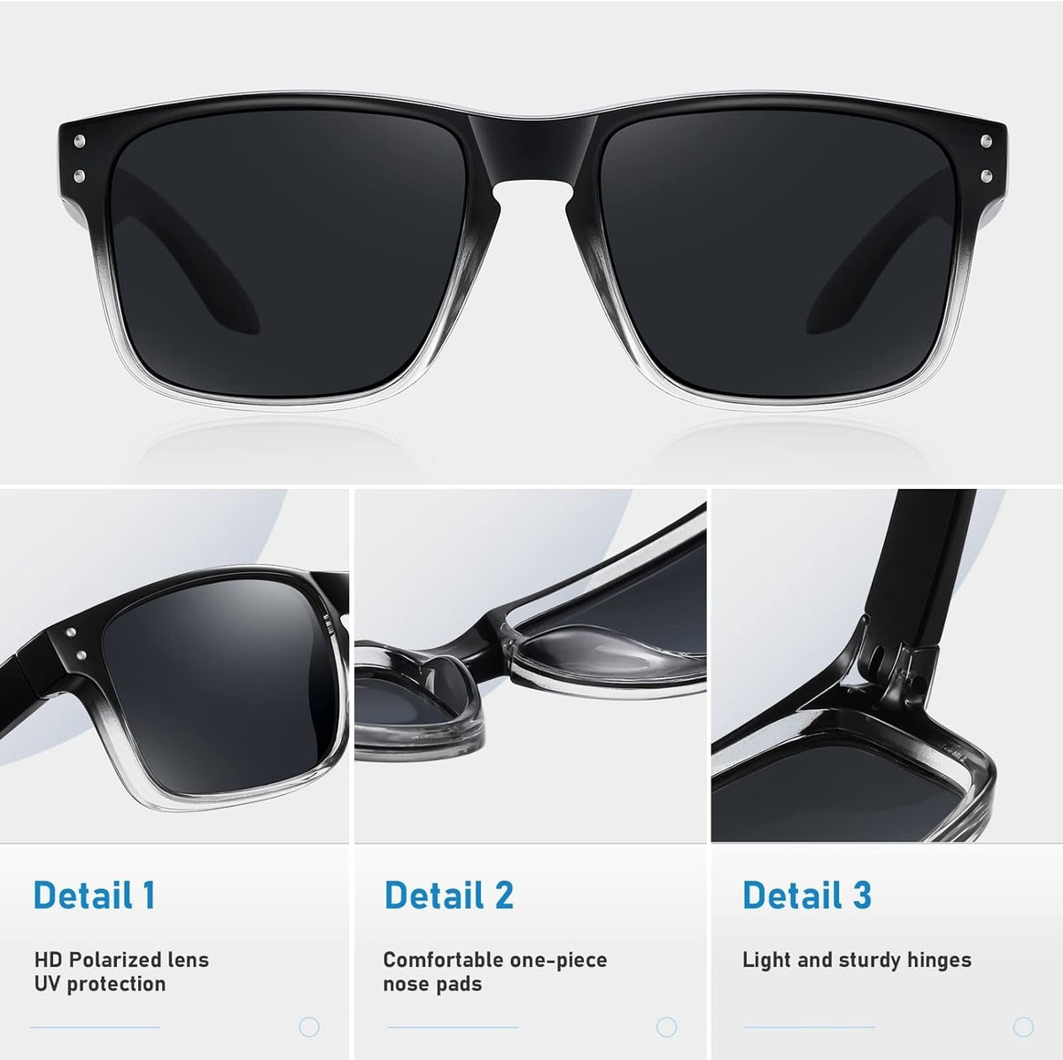 Polarized Sunglasses Men Womens - Retro Square Sun Glasses for Fishing Driving UV Protection