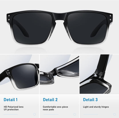 Polarized Sunglasses Men Womens - Retro Square Sun Glasses for Fishing Driving UV Protection