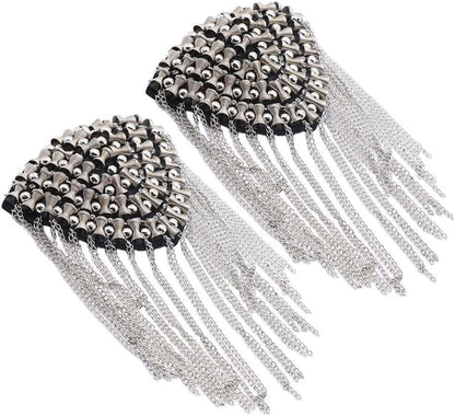 1 Pair Shoulder Epaulet Gold Chain Tassel Shoulder Badge Epaulettes Brooch Pin Ringmaster Halloween Costume Appliqes Patches