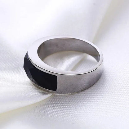 Vintage Men's Agate Ring Stainless Steel Sky Blue Black White Gemstone Irregular Ring Jewelry Gift for Men Women Boyfriend Girlfriend