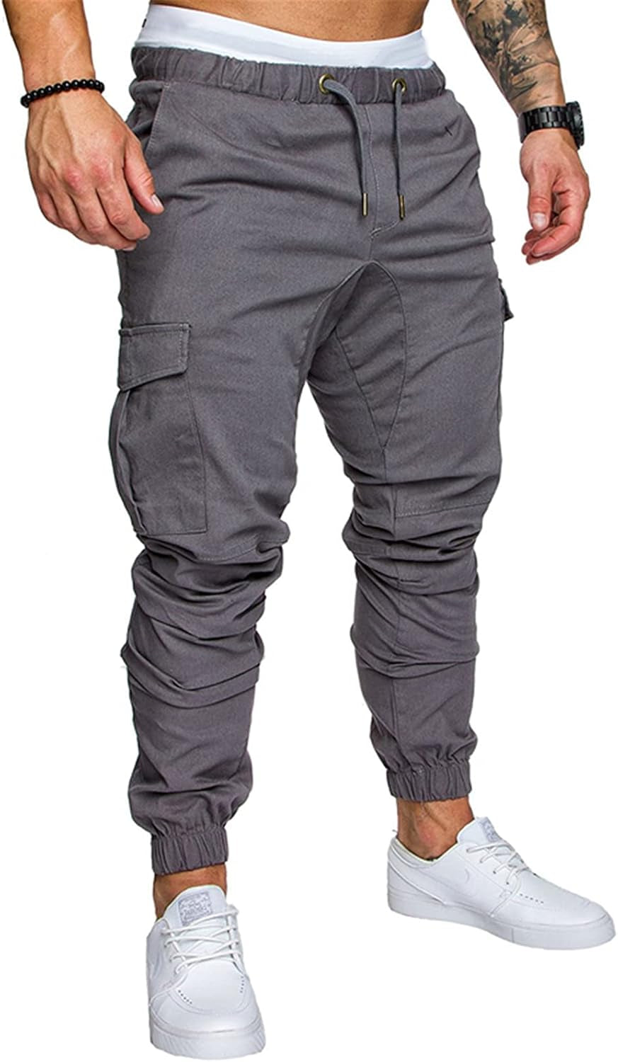 Mens Fashion Joggers Sports Pants Athletic Workout Trousers Casual Cargo Pants