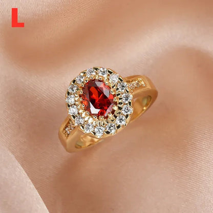 Exquisite Retro 18K Gold Natural Garnet Red Ruby Gemstone Ring Anniversary Gift Romantic Bride Engagement Wedding Party Bands Fine Jewelry
