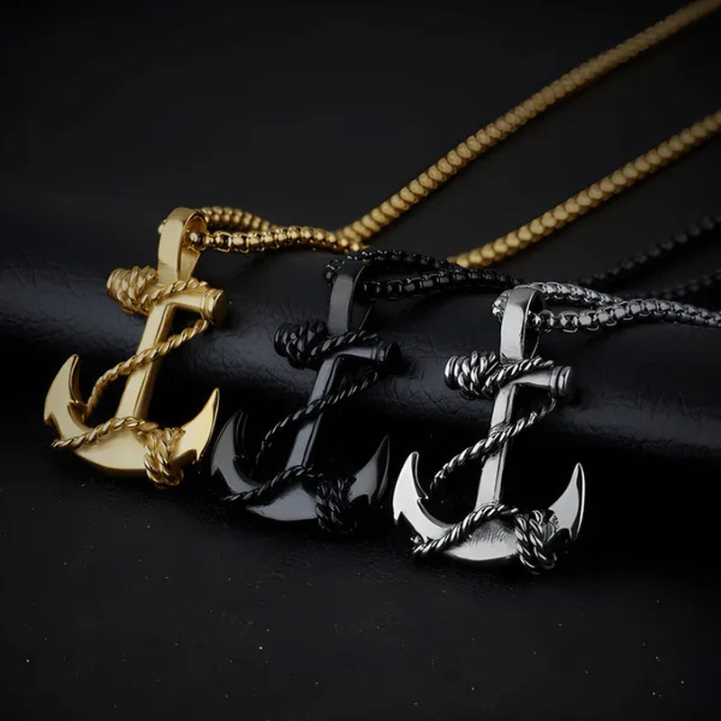 Tone Anchor Pendant Necklace Silver Plated Infinity Jewelry Anchor Men Fashion Design Simple Anchor